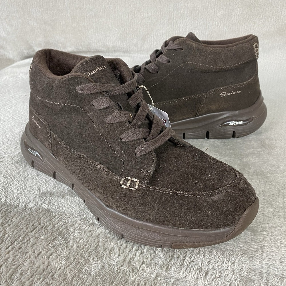 Skechers Arch Fit Gotta Chill Boots Womens Size 10 Brown Suede Comfort NEW - Picture 3 of 13
